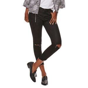 Free People Womens 27 Faded Black Distressed Skinny Jeans